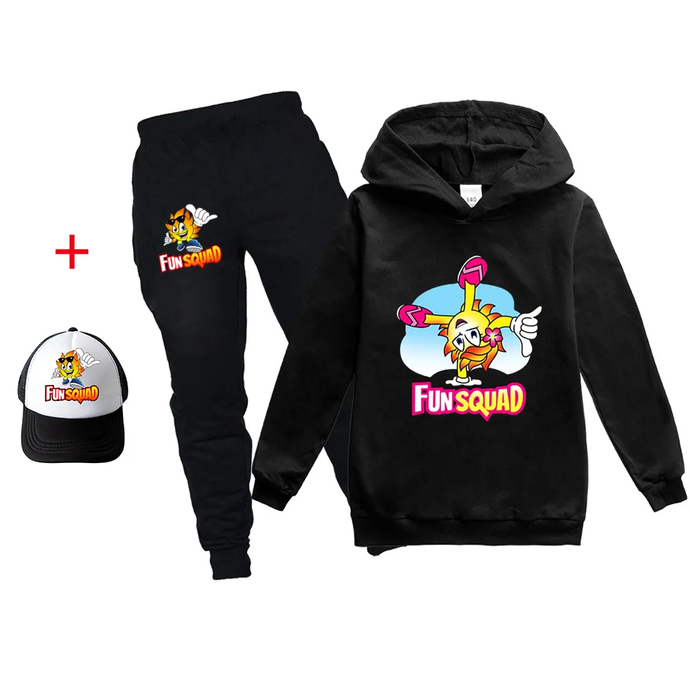 New 100-170Y Children's FUNSQUAD Cartoon Sports Casual Spring Autumn Sweater Long Sleeve Hoodie+ Pants Hat 3PCS Sets
New 100-170Y Children's FUNSQUAD Cartoon Sports Casual Spring Autumn Sweater Long Sleeve Hoodie+ Pants Hat 3PCS Sets
