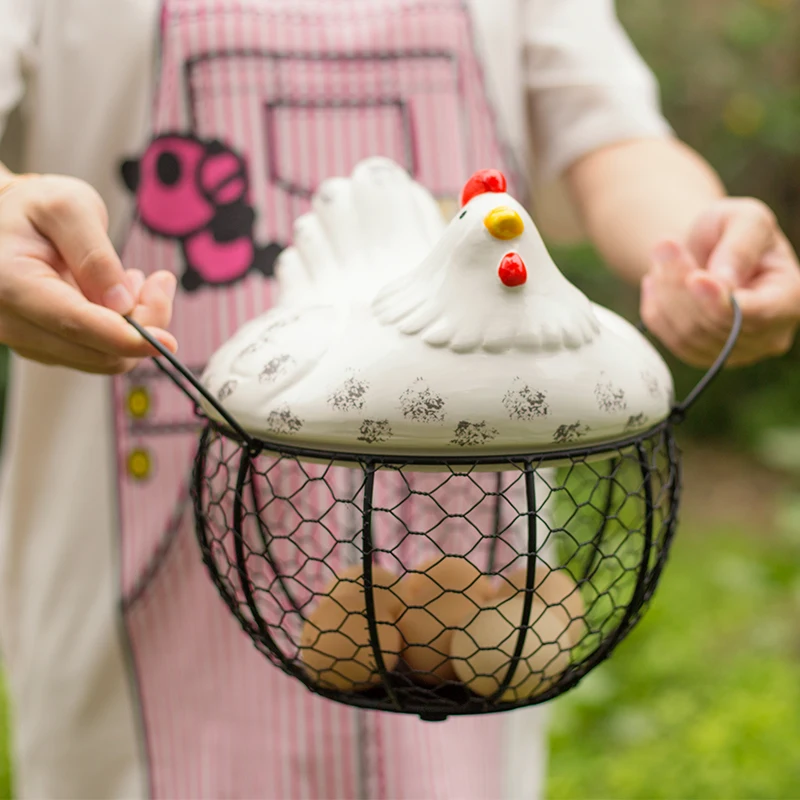 Kitchen Storage Box Large Ceramic Hen Storage Decorative Accessories Ceramic Iron Egg Basket Fruit Basket Garlic Potato Sundries
Kitchen Storage Box Large Ceramic Hen Storage Decorative Accessories Ceramic Iron Egg Basket Fruit Basket Garlic Potato Sundries