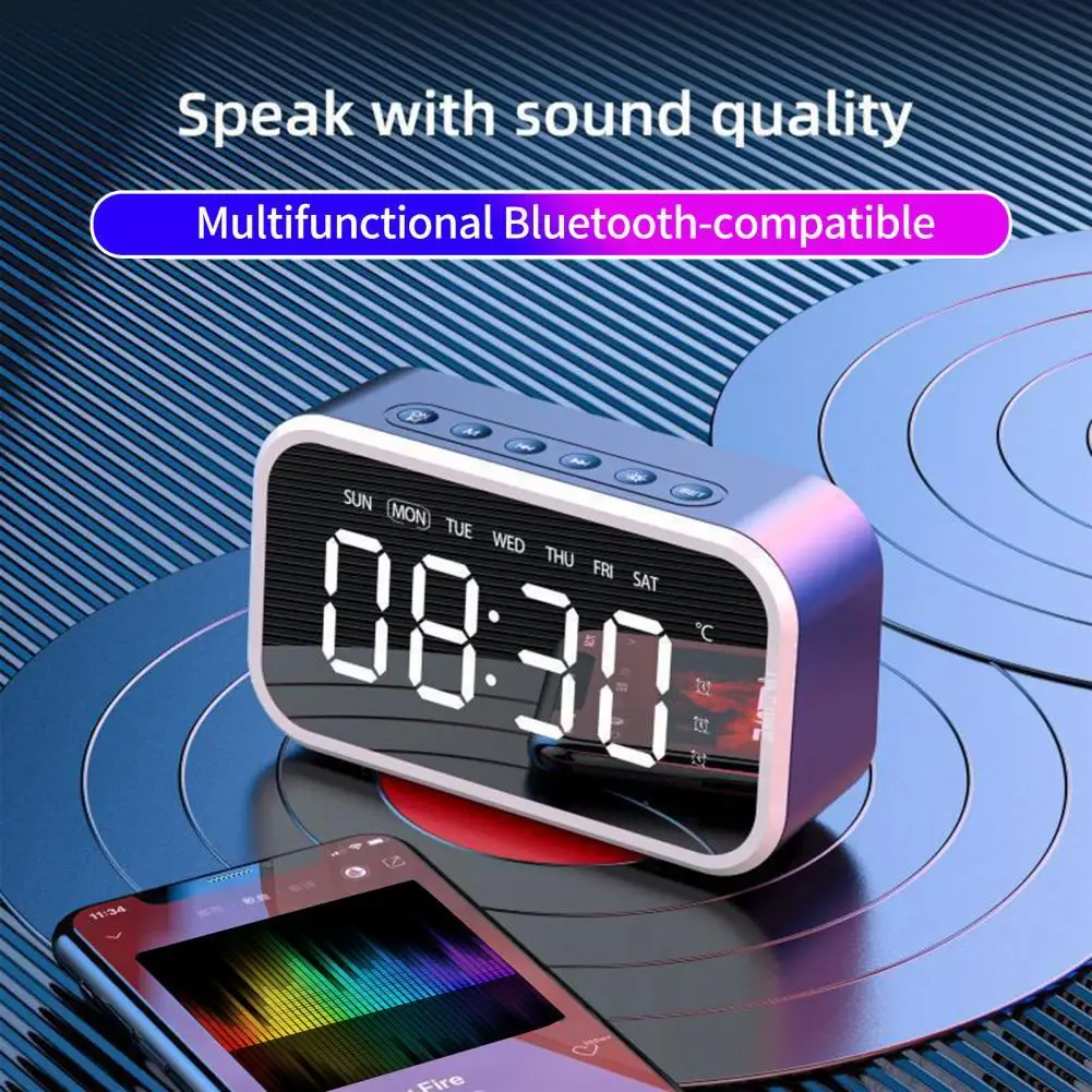 Alarm Clock Multifunctional High Fidelity LED Mirror Screen Bluetooth-compatible5.0 Stereo Loudspeaker Alarm Clock for Bedroom
Alarm Clock Multifunctional High Fidelity LED Mirror Screen Bluetooth-compatible5.0 Stereo Loudspeaker Alarm Clock for Bedroom