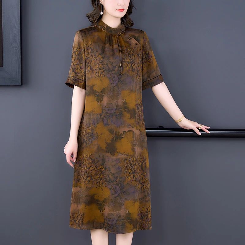 2023 Premium Silk Print 5 Split Sleeve Silk Dress Fashion Elegant Cheongsam Style Leisure Holiday Party Dinner Vestidos
2023 Premium Silk Print 5 Split Sleeve Silk Dress Fashion Elegant Cheongsam Style Leisure Holiday Party Dinner Vestidos