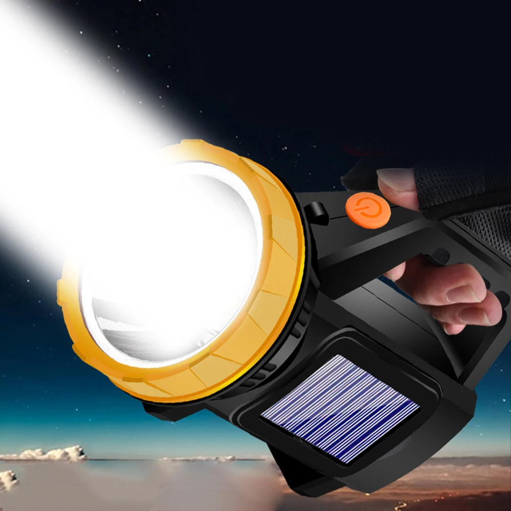 Powerful LED Solar Searchlight Portable Chargeable Battery Outdoor Camping Tactics Flash Light Flashlights
Powerful LED Solar Searchlight Portable Chargeable Battery Outdoor Camping Tactics Flash Light Flashlights
