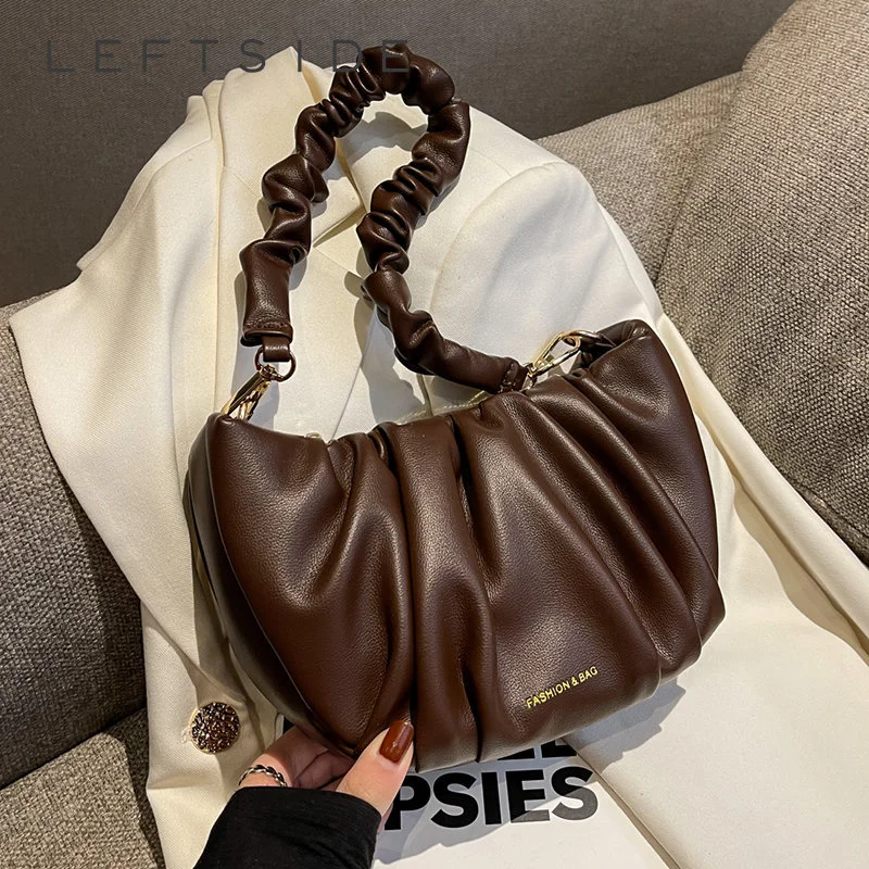 Сумка через плечо Half Moon для женщин, весна 2023, ретро тренды, дизайнерские маленькие однотонные сумки и кошельки из искусственной кожи со складками 
Сумка через плечо Half Moon для женщин, весна 2023, ретро тренды, дизайнерские маленькие однотонные сумки и кошельки из искусственной кожи со складками