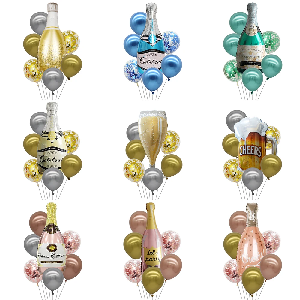 7pcs Champagne Wine Bottle Foil Balloons Set Baby Shower Kids Birthday Party Decoration Celebrate Victory Wedding Decor Supplies
7pcs Champagne Wine Bottle Foil Balloons Set Baby Shower Kids Birthday Party Decoration Celebrate Victory Wedding Decor Supplies