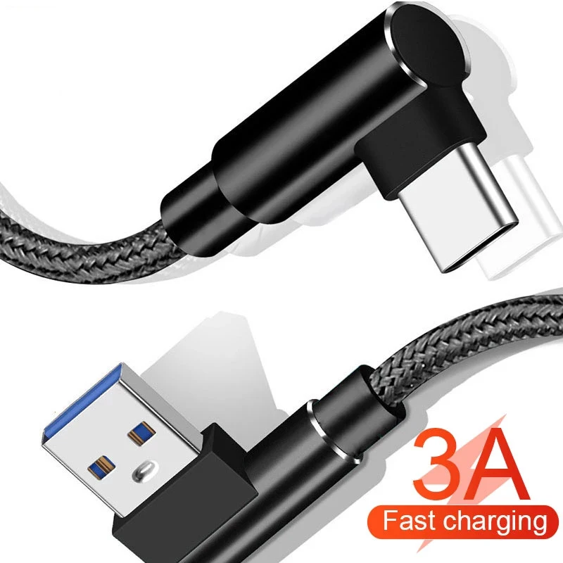 3 in 1 Cable 90 Degree 3A Fast Charging Cable 1m 2m 3m for iPhone 11 XR 7 8 Plus For Type-C For Micro USB Charging Cord
3 in 1 Cable 90 Degree 3A Fast Charging Cable 1m 2m 3m for iPhone 11 XR 7 8 Plus For Type-C For Micro USB Charging Cord