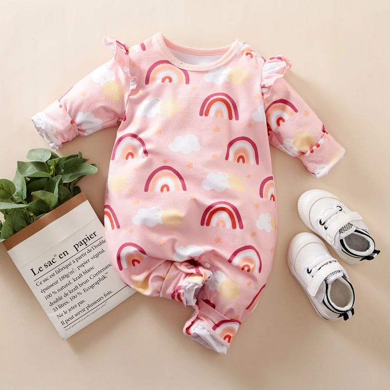 Hibobi 2021 Spring and Autumn Baby Girl Rainbow Pattern Ruffle Long Sleeve Jumpsuit Pajamas 0-18 Months
Hibobi 2021 Spring and Autumn Baby Girl Rainbow Pattern Ruffle Long Sleeve Jumpsuit Pajamas 0-18 Months
