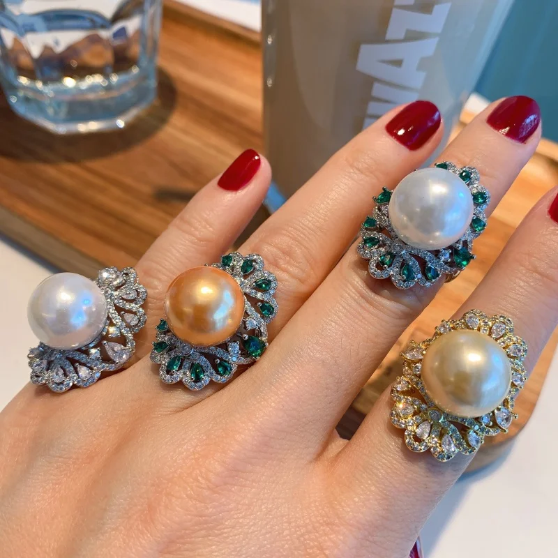 Gem White Diamond Fritillary Female Banquet Pearl Ornament Adjustable Ring
Gem White Diamond Fritillary Female Banquet Pearl Ornament Adjustable Ring
