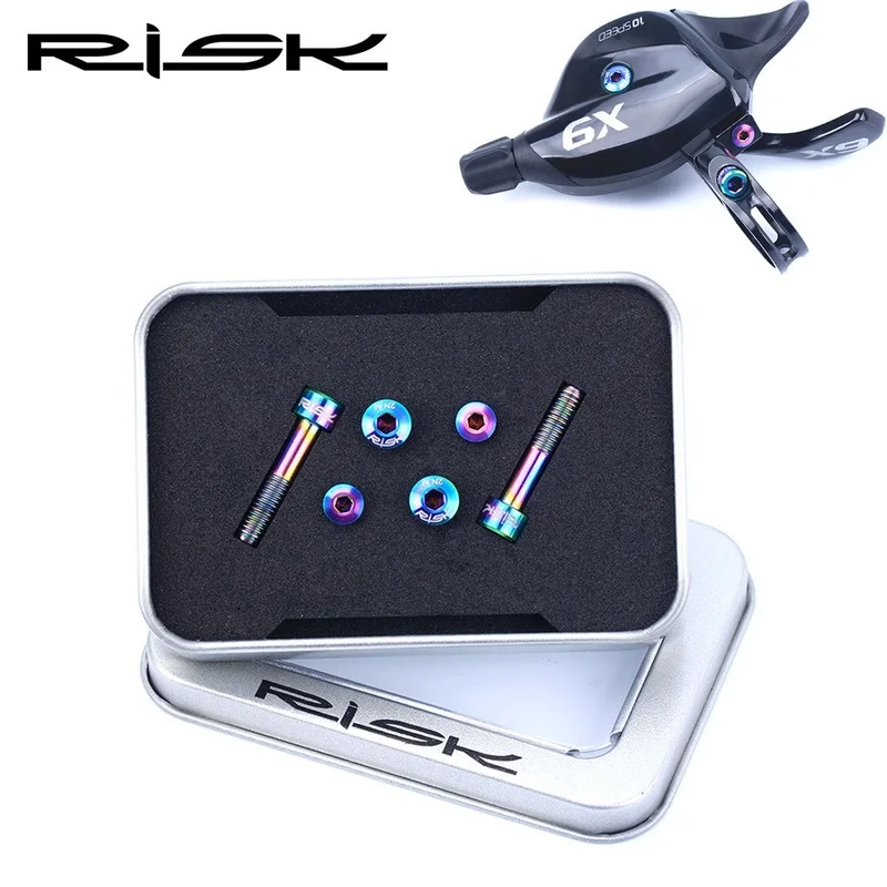 Bicycle Shifter Bolts TC4 Titaniumsuper Light Bike Thumb Shifter Fixing Screws Ti Bolts Oil Slick for SRAM X9 X01 Eagle XX1
Bicycle Shifter Bolts TC4 Titaniumsuper Light Bike Thumb Shifter Fixing Screws Ti Bolts Oil Slick for SRAM X9 X01 Eagle XX1