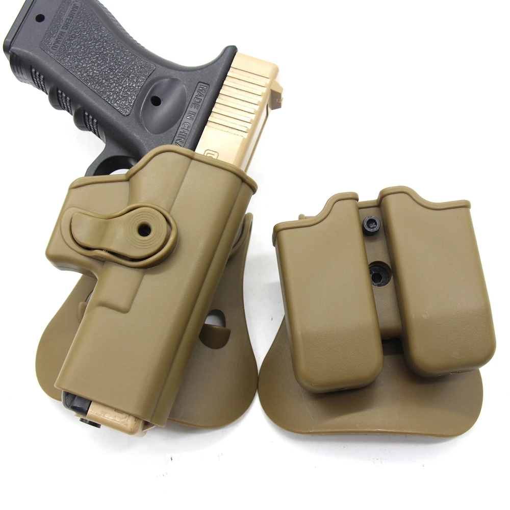 Tactical Gun Holster Airsoft Hunting Pistol Holster Belt Waist Holster 9mm Double Magazine Pouch Holder For Glock 17 19
Tactical Gun Holster Airsoft Hunting Pistol Holster Belt Waist Holster 9mm Double Magazine Pouch Holder For Glock 17 19