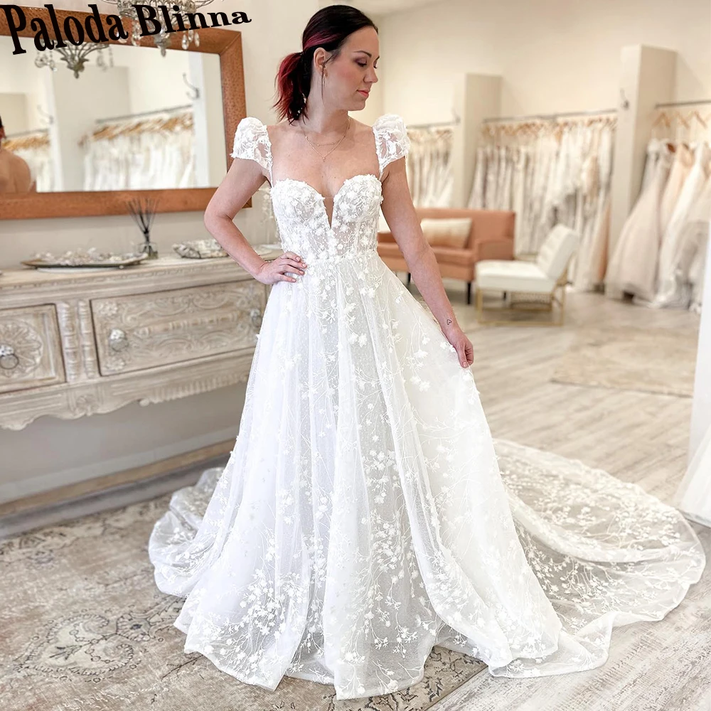 Paloda Elegant Detachable Puff Sleeve Wedding Dresses For Bride V-Neck Lacing Up Court Train Tulle A-LINE Vestidos De Novia
Paloda Elegant Detachable Puff Sleeve Wedding Dresses For Bride V-Neck Lacing Up Court Train Tulle A-LINE Vestidos De Novia