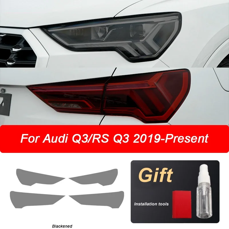 

2PCS For Audi Q3 F3 RSQ3 2th Sportback 2019-2023 Car Headlight Protective Film Headlamp Taillight Transparent Black TPU Sticker