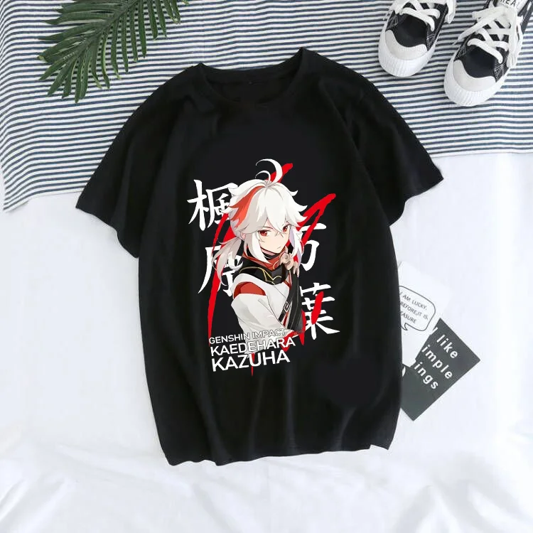 Футболка Genshin Impact женская с рисунком игры унисекс милые летние топы Harajuku Cartoon Hu Tao