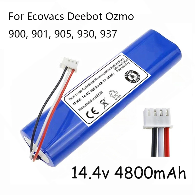 Free shipping 100% New 14.4V 4800mAh Robot Vacuum Cleaner Battery Pack for Ecovacs Deebot Ozmo 900 901 905 930 937
Free shipping 100% New 14.4V 4800mAh Robot Vacuum Cleaner Battery Pack for Ecovacs Deebot Ozmo 900 901 905 930 937