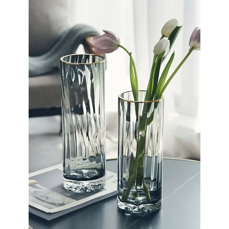 

Прозрачная стеклянная ваза с тиснением в скандинавском стиле для домашнего декора, аксессуары для украшения ванной комнаты, ваза для духов и цветов, декоративный подарок