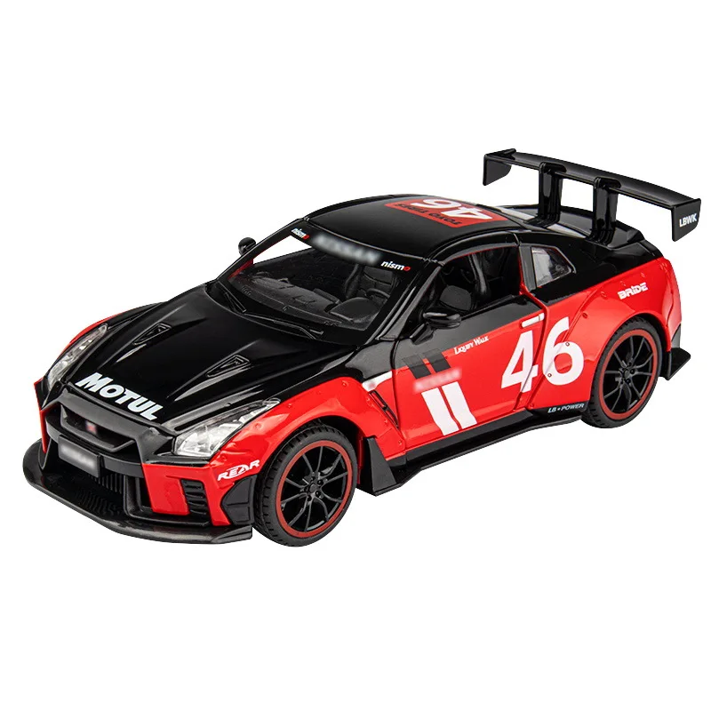 Модель автомобиля Nissan GTR Ares из сплава, модель со звуком и светом, игрушечная машинка для мальчиков, подарок на день рождения, 1/22
Модель автомобиля Nissan GTR Ares из сплава, модель со звуком и светом, игрушечная машинка для мальчиков, подарок на день рождения, 1/22