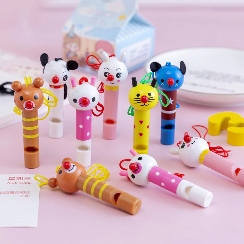 

5 шт. Симпатичные разноцветные деревянные свистки для детей на день рождения, сувениры, украшения для детского праздника, шумоподавляющие игрушки, подарочные пакеты