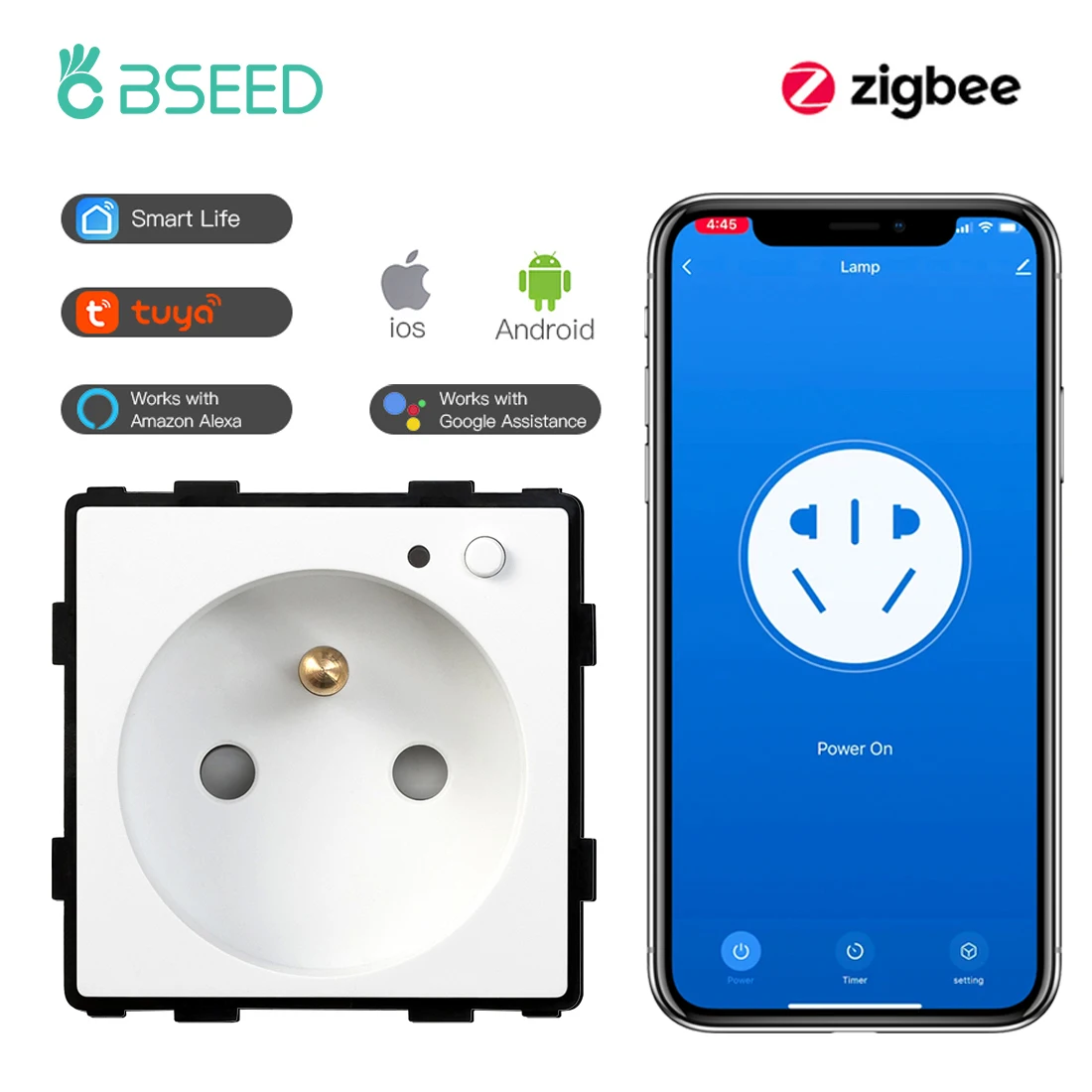 Настенная смарт-розетка BSEED Zigbee, Французская электрическая розетка, 16 А, с голосовым управлением
Настенная смарт-розетка BSEED Zigbee, Французская электрическая розетка, 16 А, с голосовым управлением