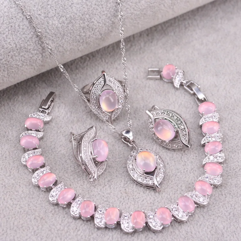 Silver 925 Jewelry Sets For Women Pink Crystal Hoop Earrings Wedding Jewellery Necklace Earrings Rings Bracelets Pendant Set
Silver 925 Jewelry Sets For Women Pink Crystal Hoop Earrings Wedding Jewellery Necklace Earrings Rings Bracelets Pendant Set