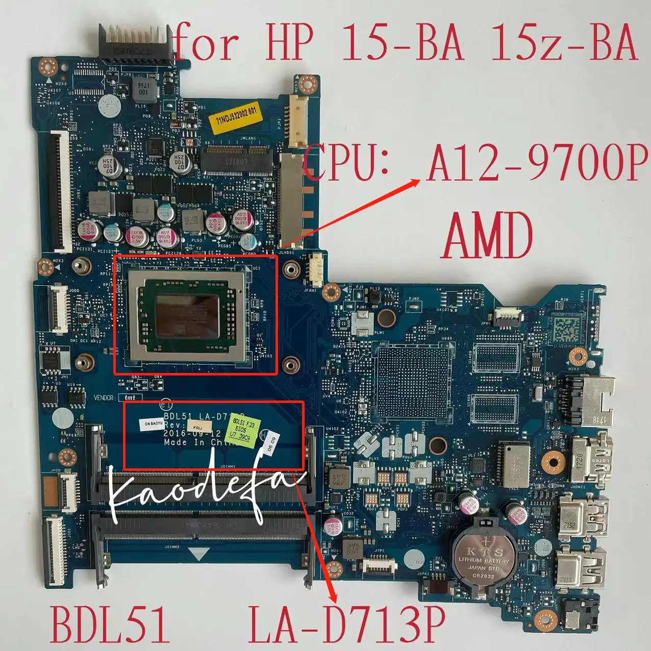 Материнская плата BDL51 LA-D713P 902570-601 902570-001 для ноутбука HP 15-BA 15Z-BA, материнская плата с процессором A12-9700P DDR4 100%, полностью протестирована
Материнская плата BDL51 LA-D713P 902570-601 902570-001 для ноутбука HP 15-BA 15Z-BA, материнская плата с процессором A12-9700P DDR4 100%, полностью протестирована