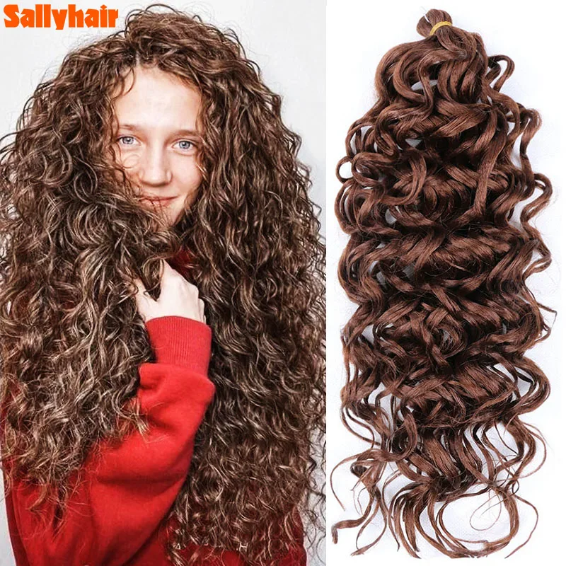 

Sallyhair Synthetic 24inch Hawaii Curls Crochet Braids Deep Wavy Curly Braiding Hair Extensions Ombre Colored Braid Hair