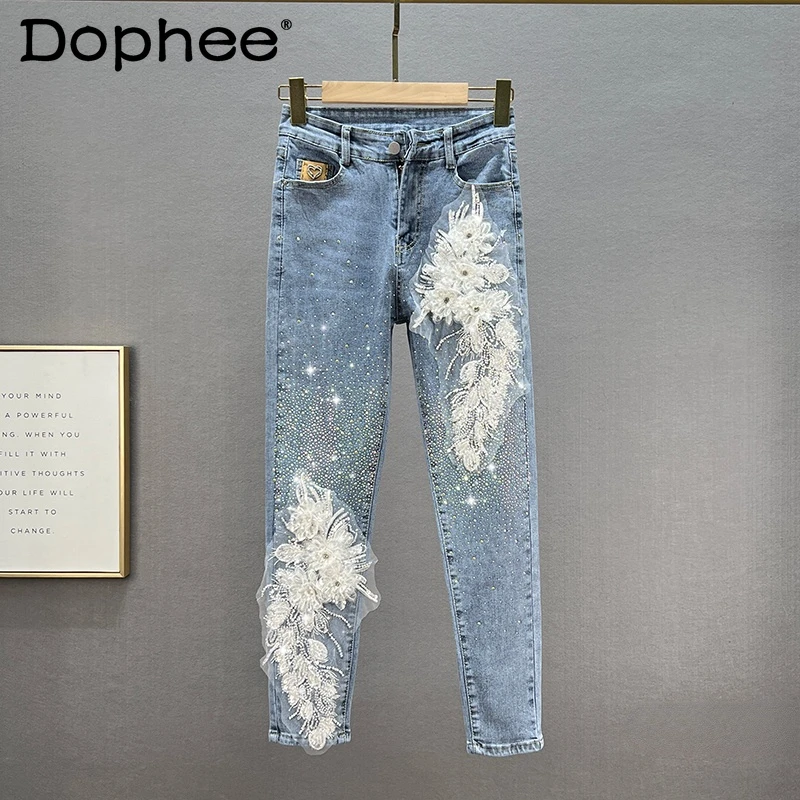 Skinny Jeans for Women 2022 New Summer High Waist Slim Fit Colorful Crystals Embroidered Floral Denim Pants Blue
Skinny Jeans for Women 2022 New Summer High Waist Slim Fit Colorful Crystals Embroidered Floral Denim Pants Blue