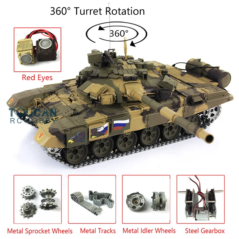 Модернизированный Радиоуправляемый Танк Ver Henglong 1/16 TK7.0 Россия T90 3938 360 башня с красными глазами металлические рельсы двигателя
Модернизированный Радиоуправляемый Танк Ver Henglong 1/16 TK7.0 Россия T90 3938 360 башня с красными глазами металлические рельсы двигателя