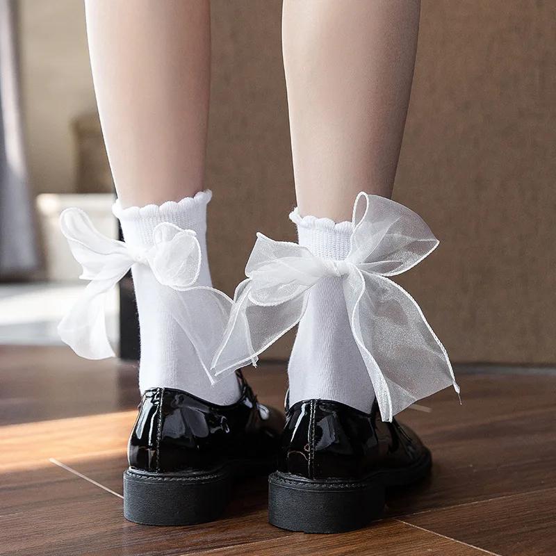 Solid Color Black White Woman Socks Summer Thin Japanese Kawaii Cute Bowknot Ruffle Socks JK Lolita Lace Sweet Girls Long Socks
Solid Color Black White Woman Socks Summer Thin Japanese Kawaii Cute Bowknot Ruffle Socks JK Lolita Lace Sweet Girls Long Socks