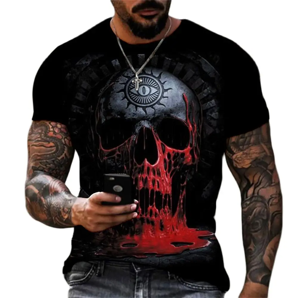 Summer Horror Skull 3D Print Men's T-shirts Loose O-Neck Short Sleeve Skeleton Street Rock Hip-Hop Tops & Tees Men Clothing
Summer Horror Skull 3D Print Men's T-shirts Loose O-Neck Short Sleeve Skeleton Street Rock Hip-Hop Tops & Tees Men Clothing