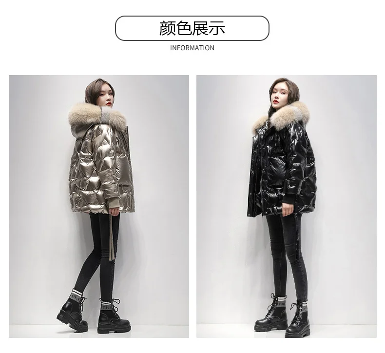 

Aoottii White Duck Down Jacket Women Winter 2022 Real Fox Fur Collar Coat Female Warm Balck Parkas Casual Jaqueta Feminina 0286