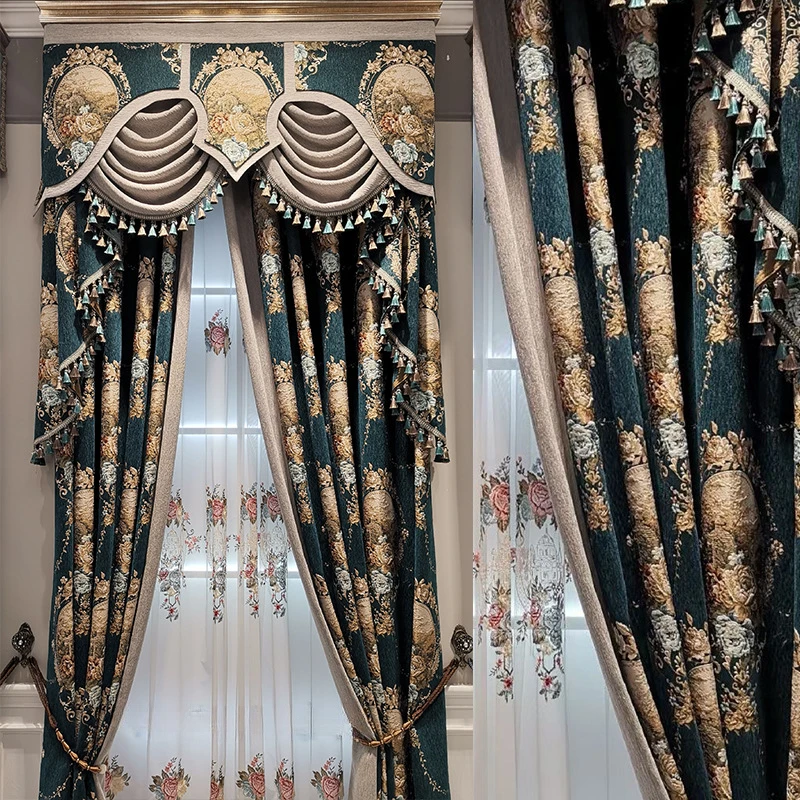 

Европейские роскошные шторы для гостиной, шениль, помятое украшение для спальни, занавески, утолщенные затемняющие оконные экраны для зала