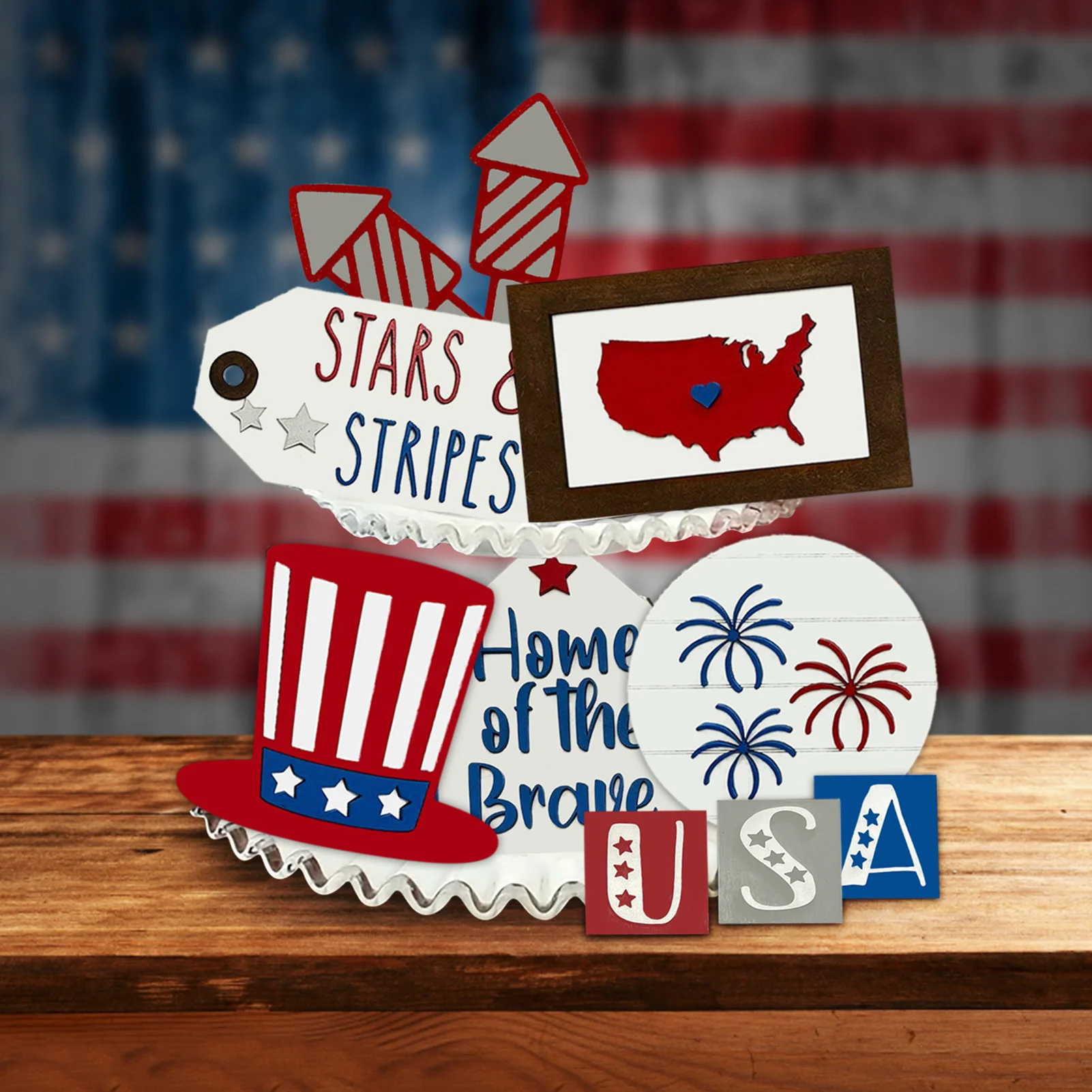 USA Independence Day Tiered Tray Ornament Figurines Miniatures American National Day Decorative Ornaments Kids Gifts Home Decor
USA Independence Day Tiered Tray Ornament Figurines Miniatures American National Day Decorative Ornaments Kids Gifts Home Decor
