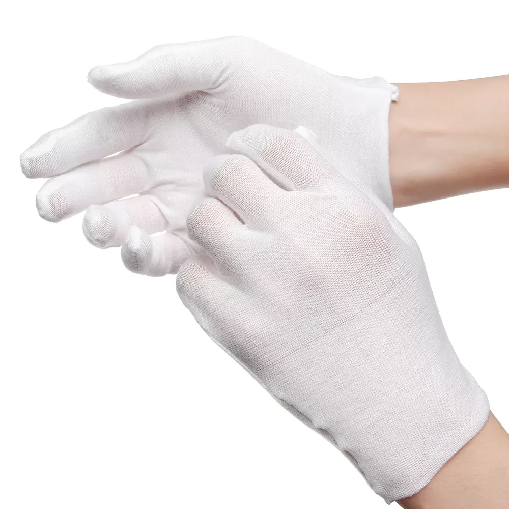

1Pair White Cotton Gloves Labor Protection Gloves for Jewelry Appreciation thin medium Cleaning Gardening Etiquette Supplies