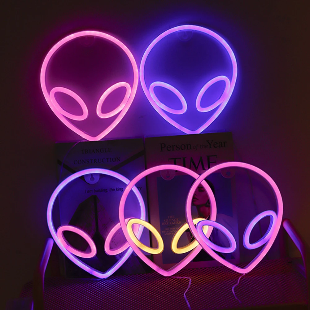 LED Alien Face Neon Lights USB/Battery Operated Wall Hanging Neon Sign Home Decoration Wall Art Bedroom Party Decor Night Lights
LED Alien Face Neon Lights USB/Battery Operated Wall Hanging Neon Sign Home Decoration Wall Art Bedroom Party Decor Night Lights