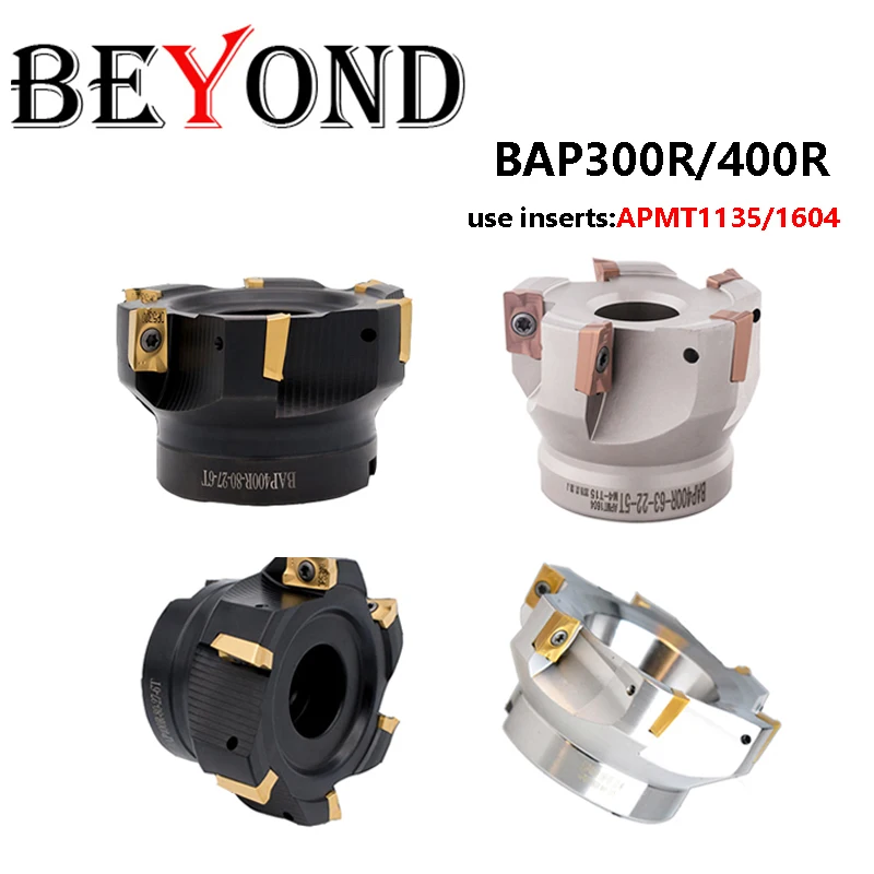 

BEYOND BAP BAP400R BAP300R Right Angle 50-22-4T 40-22-4T Face Head Milling Cutter 40 50 63 80 100mm CNC End Mill Shank Tool APMT