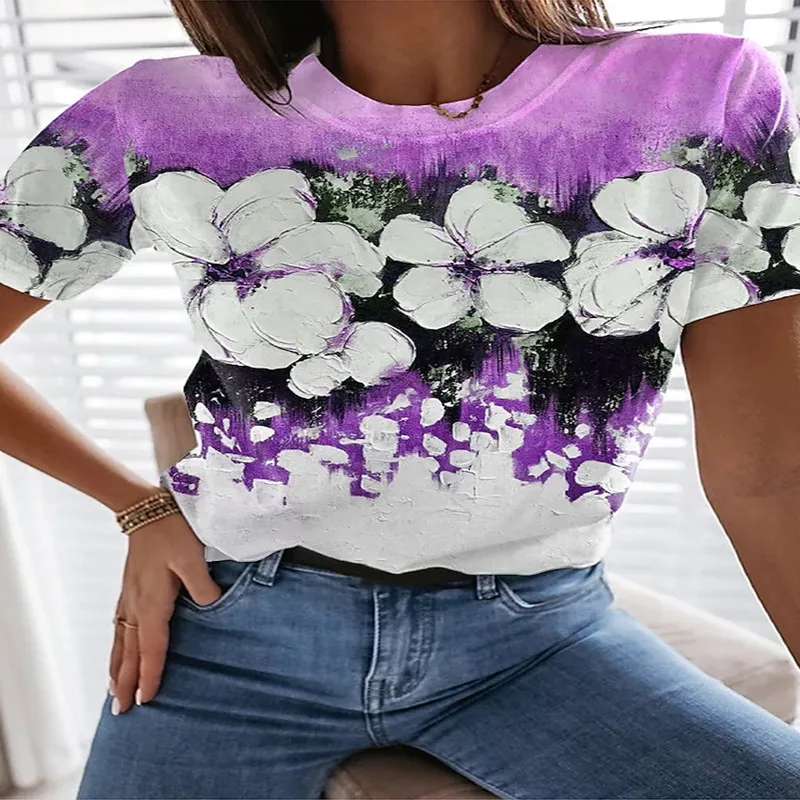 2022 Summer 3D Flower Print T-Shirt Comfortable Breathable Street Loose Short Sleeve New Beautiful Clothes Ladies T-Shirt
2022 Summer 3D Flower Print T-Shirt Comfortable Breathable Street Loose Short Sleeve New Beautiful Clothes Ladies T-Shirt