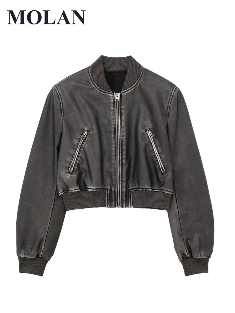 MOLAN New Woman Leather Coat Bomber jacket Za Spring Fashion Long Sleeve Locomotive Loose Coat Zipper Female Chic Outwear
MOLAN New Woman Leather Coat Bomber jacket Za Spring Fashion Long Sleeve Locomotive Loose Coat Zipper Female Chic Outwear