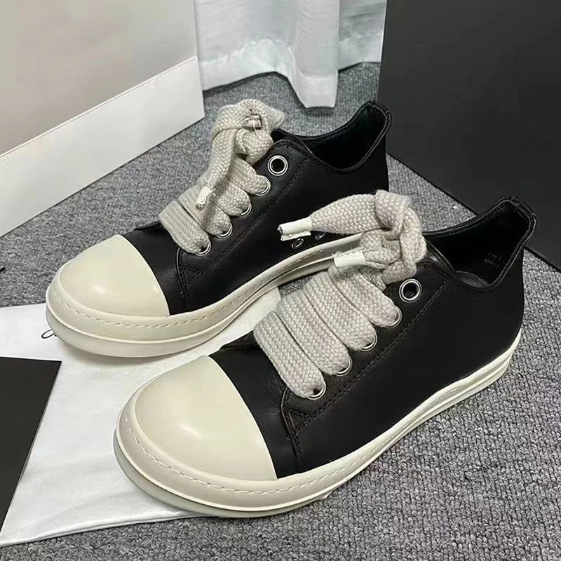 PKRo Owens Gray Casual Shoes Men 2023 Low Top White Genuine Leather Ro Big Jumbo Lace Up Thick Sole Women Luxury Black Sneakers
PKRo Owens Gray Casual Shoes Men 2023 Low Top White Genuine Leather Ro Big Jumbo Lace Up Thick Sole Women Luxury Black Sneakers