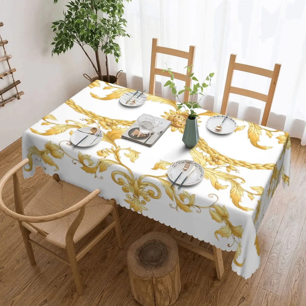 Rectangular Fitted Luxury Golden European Floral Table Cloth Waterproof Tablecloth Outdoor 40"-44" Table Cover
Rectangular Fitted Luxury Golden European Floral Table Cloth Waterproof Tablecloth Outdoor 40"-44" Table Cover