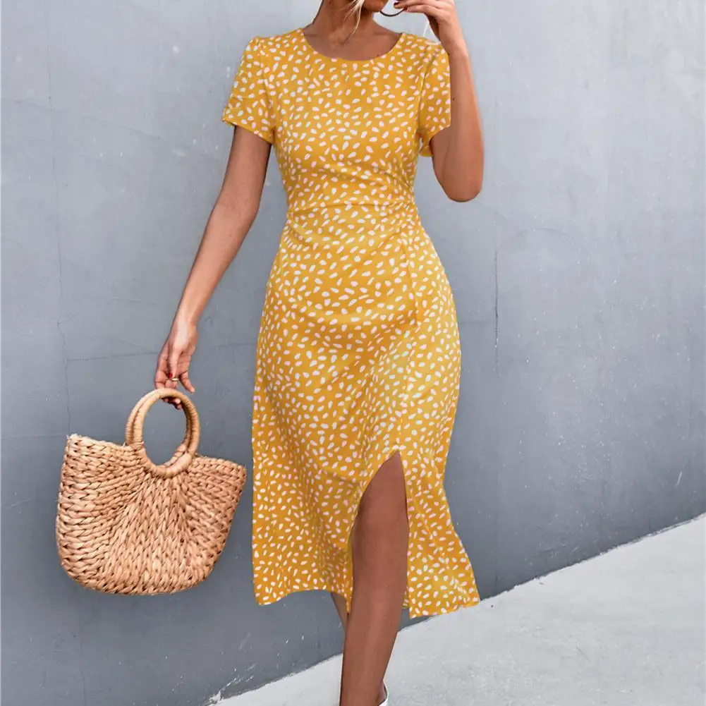 Summer Dress Popular Breathable Waist Tight Floral Print Short Sleeve Women Dress Female Clothes Midi Dress Party Dress
Summer Dress Popular Breathable Waist Tight Floral Print Short Sleeve Women Dress Female Clothes Midi Dress Party Dress