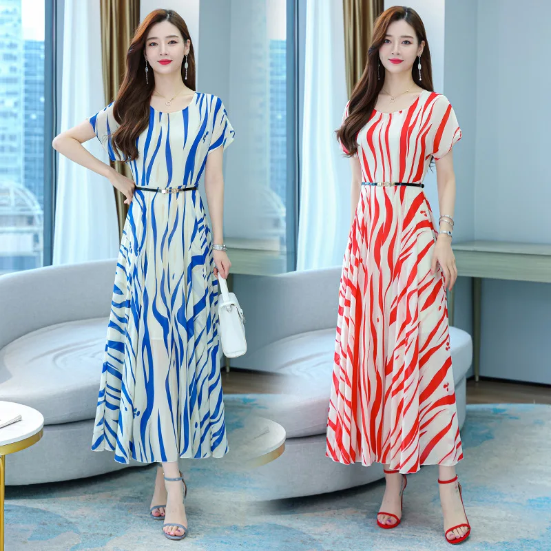 version fashionable slim fit, slim over knee, large size temperament, Short Sleeve Chiffon Long Dress,
version fashionable slim fit, slim over knee, large size temperament, Short Sleeve Chiffon Long Dress,