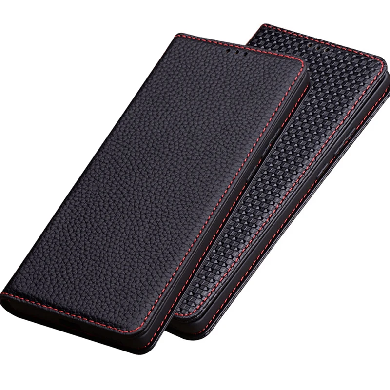 

Natural Leather Booklet Case for Lenovo Legion Y90 Y70 2 Pro 5G Business Flip Phone Cover With Magnetic Kickstand Closed Funda