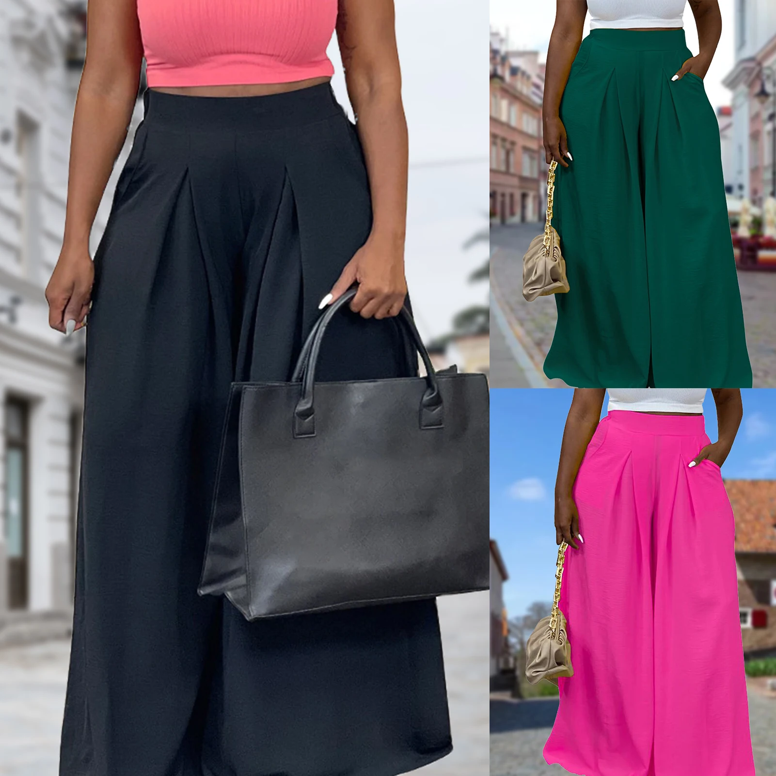 Wide Leg Pants for Women Solid Color High Waist Long Pants Korean Y2k Streetwear Oversized Long Pants 
Wide Leg Pants for Women Solid Color High Waist Long Pants Korean Y2k Streetwear Oversized Long Pants