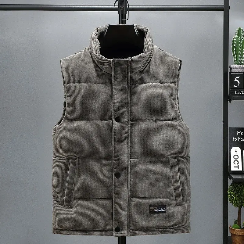 Autumn and Winter Men's Jacket Warm Casual Corduroy Cotton Coat Slim Fit Vest Fashion Standing Collar Sleeveless Down Coat
Autumn and Winter Men's Jacket Warm Casual Corduroy Cotton Coat Slim Fit Vest Fashion Standing Collar Sleeveless Down Coat