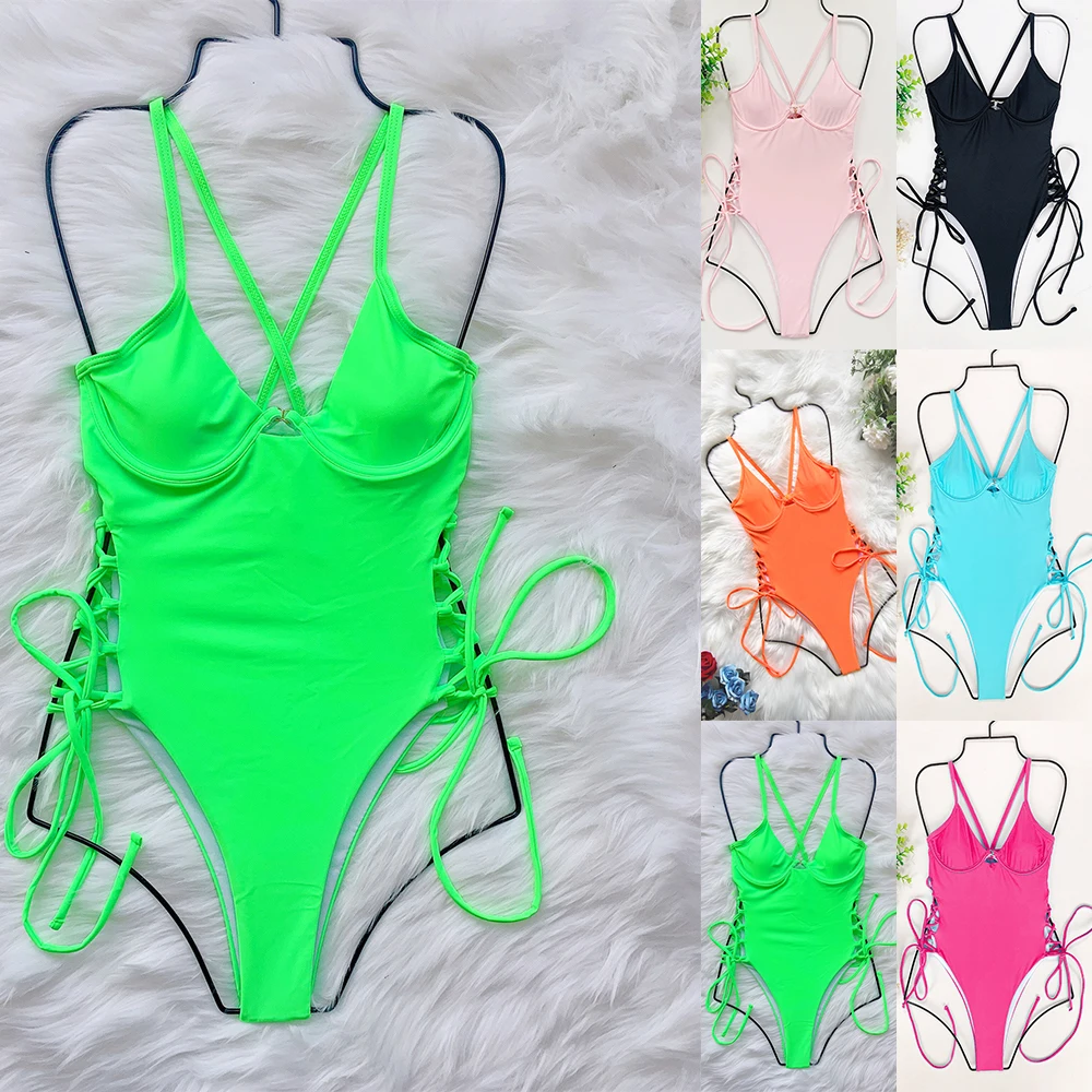 Women's Swimsuit Tight Sexy Lace Up Underwired One Piece Swimwear Backless Monokini Bather Feminine Tunics Bathing Suit Swim
Women's Swimsuit Tight Sexy Lace Up Underwired One Piece Swimwear Backless Monokini Bather Feminine Tunics Bathing Suit Swim