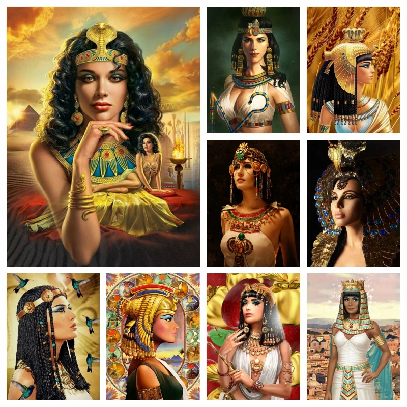 

Ancient Cleopatra Egypt Queen AB Diamond Painting Art Full Square Drills Egyptian Woman Mosaic Cross Stitch Gift Home Decor