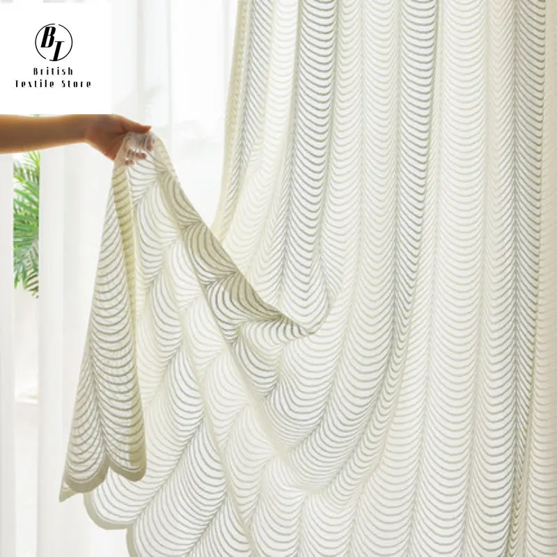 Modern Nordic Luxury Wave Pattern Cream Color Tulle Sheer Voile Curtains for Living Room Bedroom Dining Window Drapes Custom
Modern Nordic Luxury Wave Pattern Cream Color Tulle Sheer Voile Curtains for Living Room Bedroom Dining Window Drapes Custom