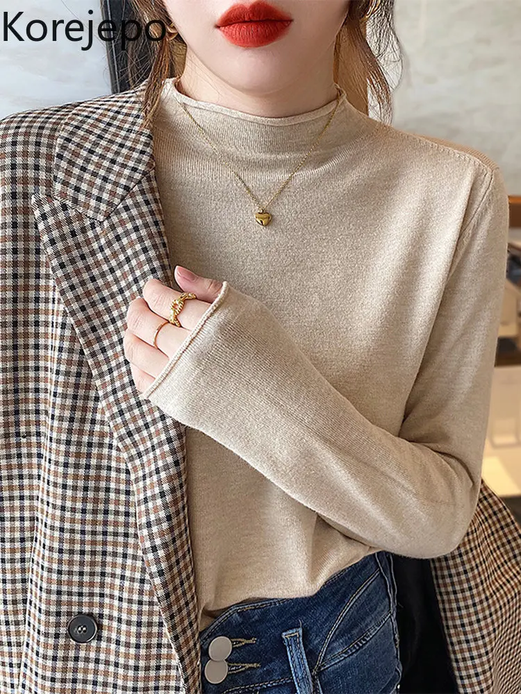 Корейская трикотажная рубашка с коротким высоким воротником, женская одежда, новый тонкий свитер, Осень-зима 2022, рубашки с длинным рукавом, ...
Корейская трикотажная рубашка с коротким высоким воротником, женская одежда, новый тонкий свитер, Осень-зима 2022, рубашки с длинным рукавом, ...