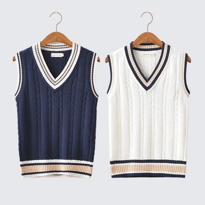 Mens Fashion Winter Thick V-Neck Slveless Vest Slveless Sweater Cotton School Uniform Cotton Loose Knitting Vest Sweater
Mens Fashion Winter Thick V-Neck Slveless Vest Slveless Sweater Cotton School Uniform Cotton Loose Knitting Vest Sweater
