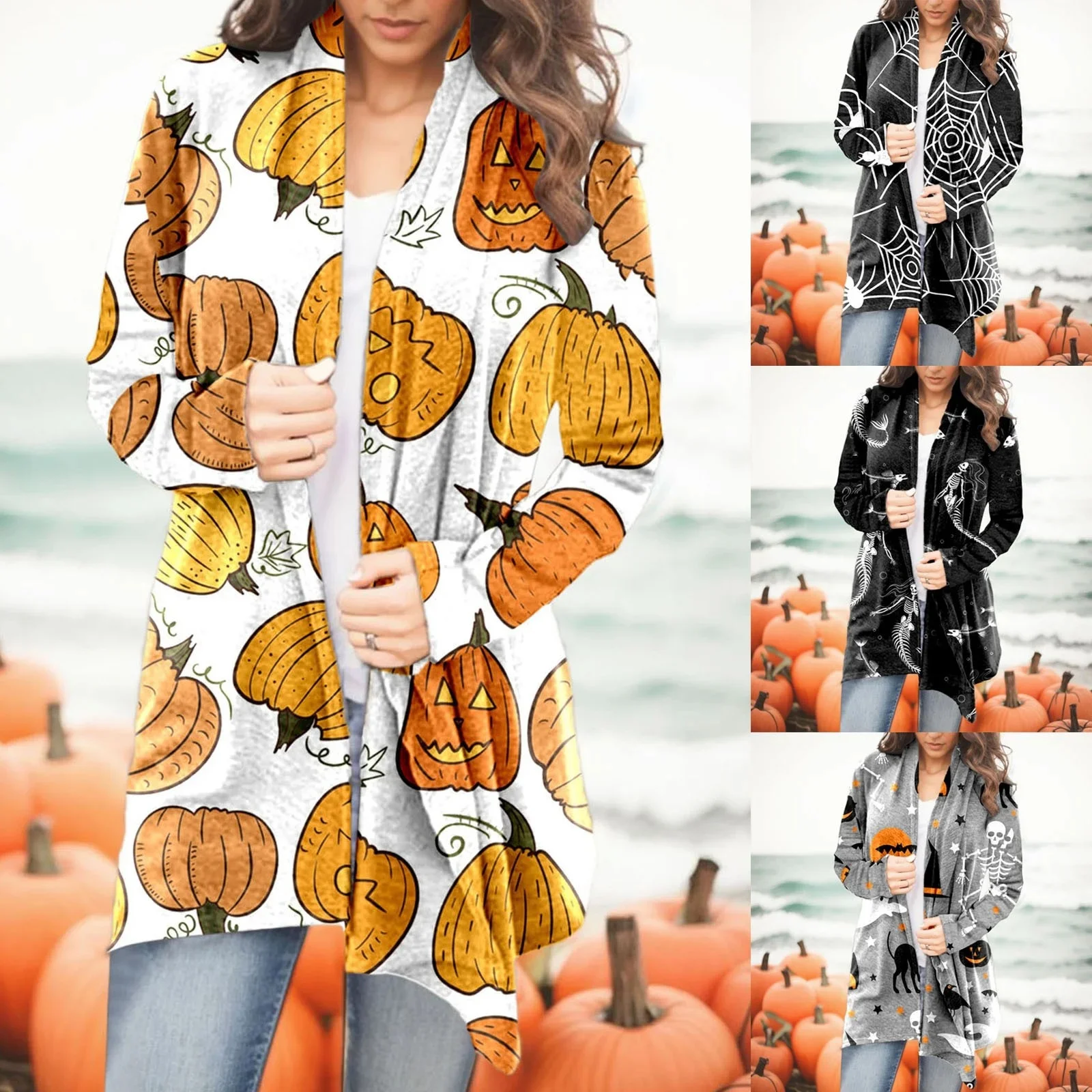 Women's Vintage Halloween Printed Cardigan Loose Fit Long Sleeve Open Stitch Long Cardigan Ladies Halloween Party Sweater
Women's Vintage Halloween Printed Cardigan Loose Fit Long Sleeve Open Stitch Long Cardigan Ladies Halloween Party Sweater