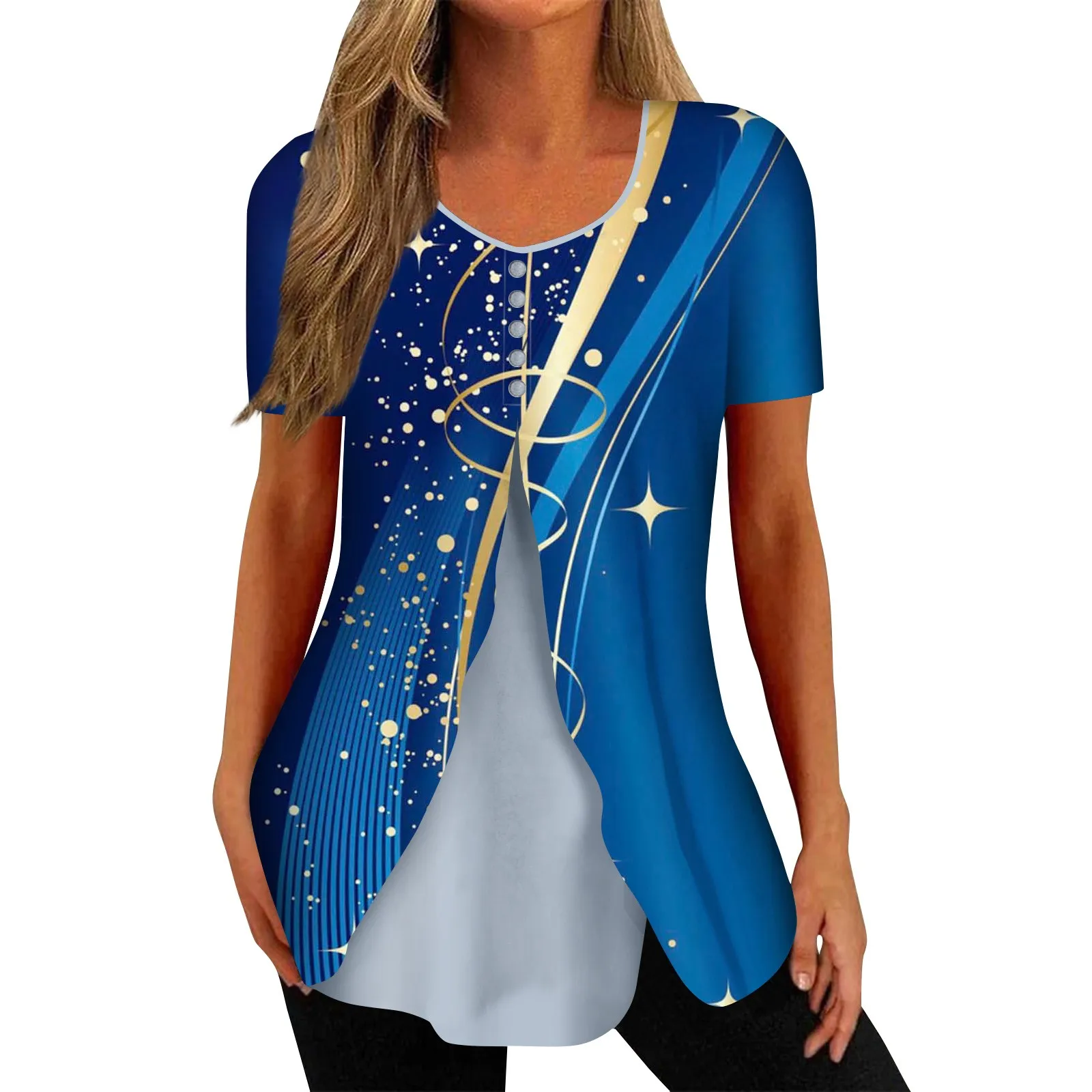 Shirts For Women Short Sleeve Tops Dressy Summer Casual Printed V-Neck Irregular Hem Blouses Tees Top Women Fashion Woman Blouse
Shirts For Women Short Sleeve Tops Dressy Summer Casual Printed V-Neck Irregular Hem Blouses Tees Top Women Fashion Woman Blouse
