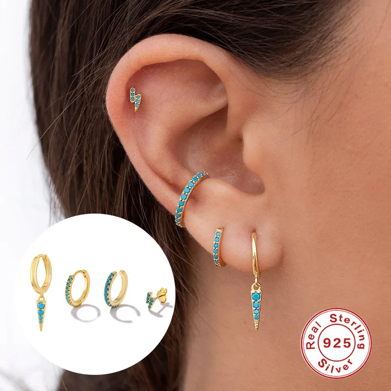 MC Real 925 Sterling Silver Turquoise Piercing Stud Earring 4PCS/Set For Women Punk Rivet Earring Pendientes Accessories Jewelry
MC Real 925 Sterling Silver Turquoise Piercing Stud Earring 4PCS/Set For Women Punk Rivet Earring Pendientes Accessories Jewelry